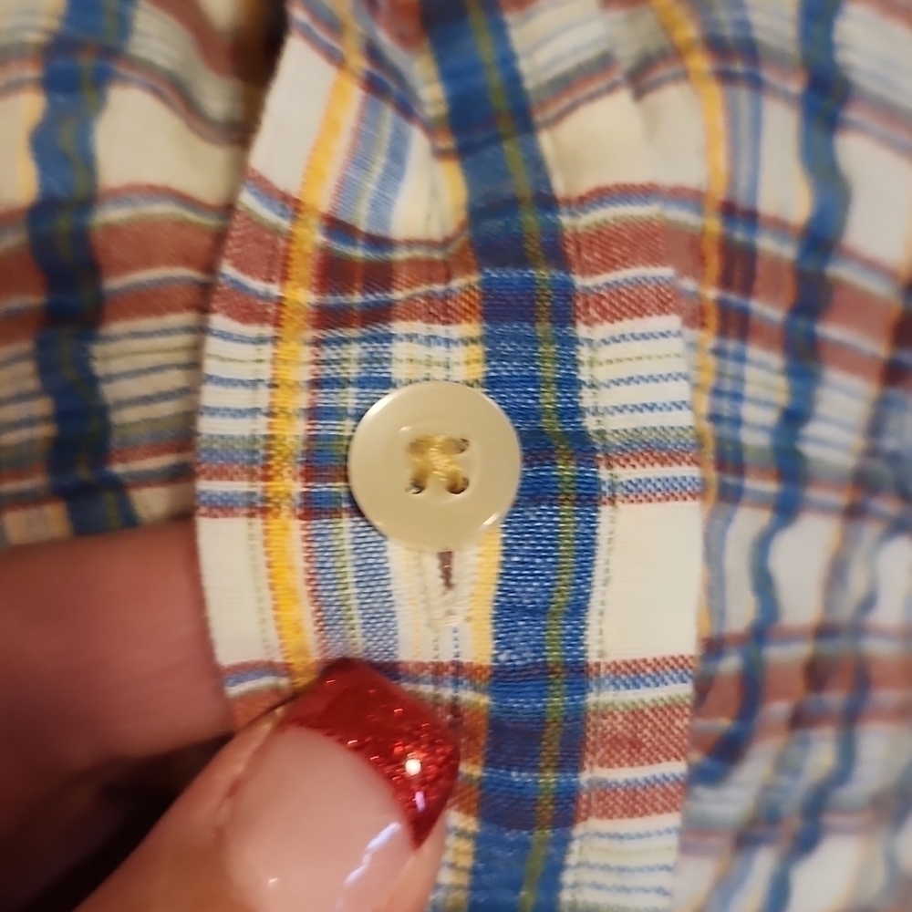 Signature Levi's Cottton Country checkered plaid Short Sleeve button-down Shirt - Picture 3 of 8